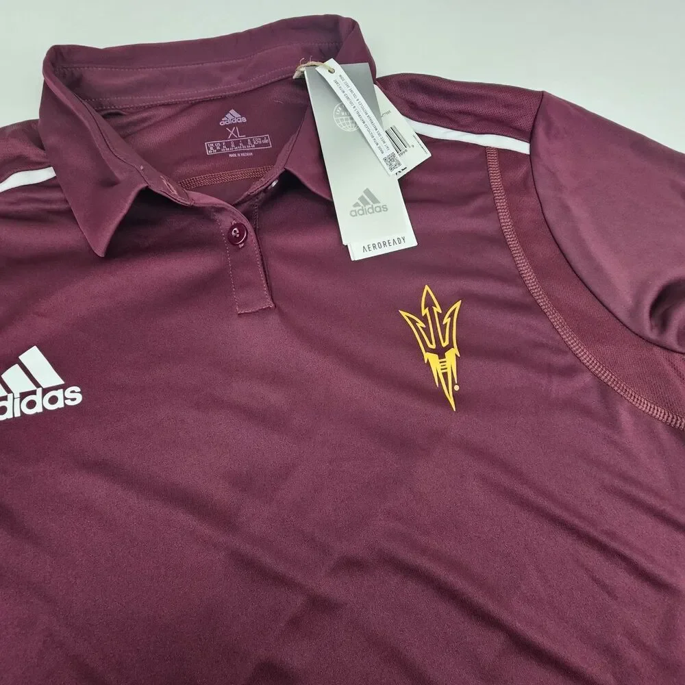 Adidas Arizona State Sun Devils Women's XL Polo Shirt ASU Maroon NWT Aeroready